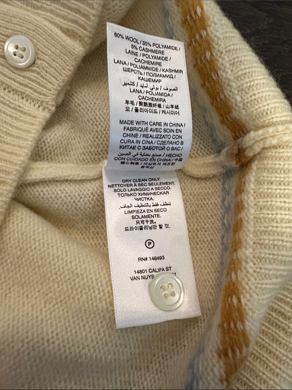 NWT DĂEN Olympe Cardigan S Gateau Annecy Fair Isle Wool Cashmere Ivory - Picture 13 of 13